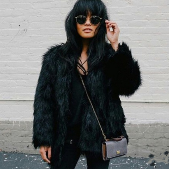 No Brand Jackets & Blazers - Faux Fur Black Coat
